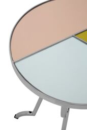 Orsina Circular Side Table, Decorative Table With Gold, Pink & Mirror Segments, Silver Finished Round Accent Table - thumbnail 4