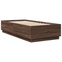 Berkfield Home Bed Frame with LED without Mattress Brown Oak 100x200 cm - thumbnail 8