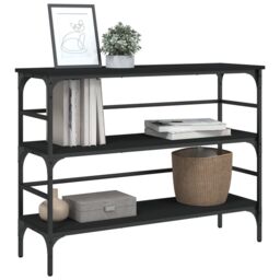 Berkfield Home Console Table Black 100x32x75 cm Engineered Wood - Size: 100 x 32 x 75 cm - thumbnail 4