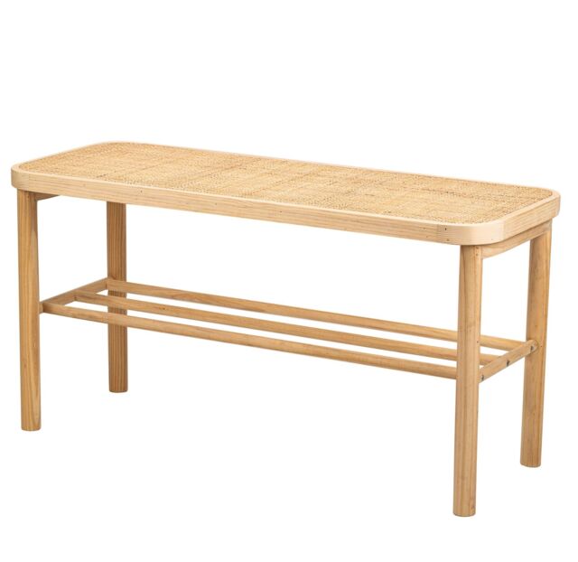 Nordlys Scandinavian Wooden Entryway Bench with Storage in Brown - image 1