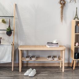 Nordlys Scandinavian Wooden Entryway Bench with Storage in Brown - thumbnail 3