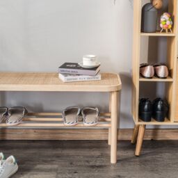Nordlys Scandinavian Wooden Entryway Bench with Storage in Brown - thumbnail 7