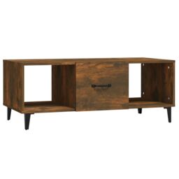 Berkfield Home Coffee Table Smoked Oak 102x50x40 cm Engineered Wood in Brown - Size: 102 x 50 x 40 cm - thumbnail 2
