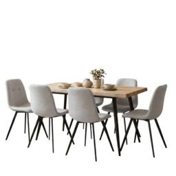 Home Source Avara Contemporary Dining Set 120cm Table & Upholstered Chairs in Off-White - Size: 5 Pack - thumbnail 4