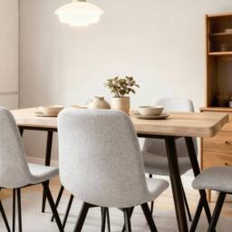 Home Source Avara Contemporary Dining Set 120cm Table & Upholstered Chairs in Off-White - Size: 5 Pack - thumbnail 2