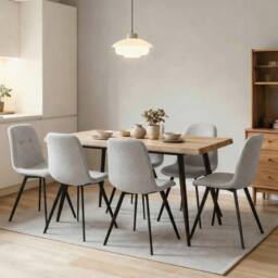 Home Source Avara Contemporary Dining Set 120cm Table & Upholstered Chairs in Off-White - Size: 5 Pack - thumbnail 1
