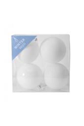 KDMD 10cm White Shatterproof Baubles x4 - thumbnail 1