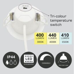 First Choice Lighting Set of 30 CCT LED Bathroom Downlights - White IP44 Recessed Downlights - thumbnail 3