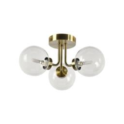 First Choice Lighting Set of 2 Dore - Antique Brass Ceiling Lights with Clear Glass Shades in Bronze - thumbnail 2