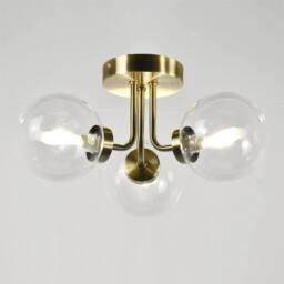 First Choice Lighting Set of 2 Dore - Antique Brass Ceiling Lights with Clear Glass Shades in Bronze - thumbnail 5