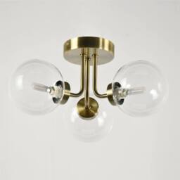 First Choice Lighting Set of 2 Dore - Antique Brass Ceiling Lights with Clear Glass Shades in Bronze - thumbnail 4