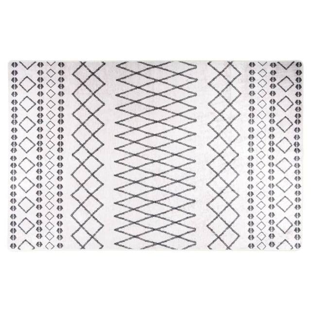 Berkfield Home Rug Washable 80x150 cm Black & White Anti Slip - Size: 100 cm diameter - image 1