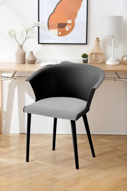 Living and Home 4Pcs PP Upholstered Dining Chairs with Armrest ( Load Capacity 150kg ) in Black - image 1