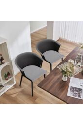 Living and Home 4Pcs PP Upholstered Dining Chairs with Armrest ( Load Capacity 150kg ) in Black - thumbnail 3