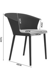 Living and Home 4Pcs PP Upholstered Dining Chairs with Armrest ( Load Capacity 150kg ) in Black - thumbnail 6