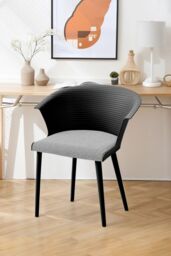 Living and Home 4Pcs PP Upholstered Dining Chairs with Armrest ( Load Capacity 150kg ) in Black - thumbnail 1