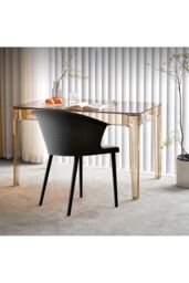 Living and Home 4Pcs PP Upholstered Dining Chairs with Armrest ( Load Capacity 150kg ) in Black - thumbnail 5