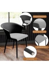 Living and Home 4Pcs PP Upholstered Dining Chairs with Armrest ( Load Capacity 150kg ) in Black - thumbnail 4