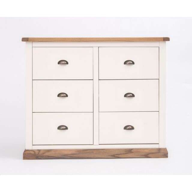 Cabinet Bits Tropea 6 Drawer Chest of Drawers Brass Cup Handle in Off-White - image 1