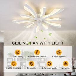 NIVOR 70cm 7 Blade LED Dimmable Ceiling Fan with Remote & Light Adjustable in White - thumbnail 5