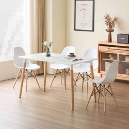 Comfy Living Ltd 5 Piece Dining Set With White Wooden Top & 4 White Chairs With Metal Detailing - thumbnail 1