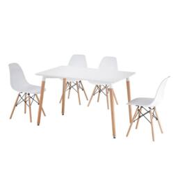 Comfy Living Ltd 5 Piece Dining Set With White Wooden Top & 4 White Chairs With Metal Detailing - thumbnail 8