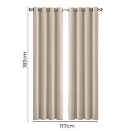 VOGREX 2Pcs Thermal Blackout Curtains 117x183 Bedroom in Beige - thumbnail 2