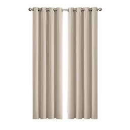 VOGREX 2Pcs Thermal Blackout Curtains 117x183 Bedroom in Beige