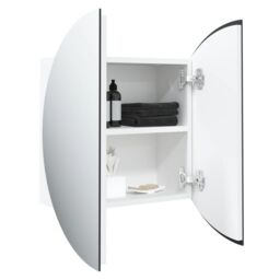Berkfield Home Bathroom Cabinet with Round Mirror&LED White 40x40x17.5 cm - thumbnail 5