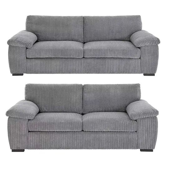LUXURY LIFE Amalfi Collingdale Jumbo Cord Fabric Sofa Set in Grey - image 1