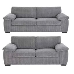 LUXURY LIFE Amalfi Collingdale Jumbo Cord Fabric Sofa Set in Grey - thumbnail 1