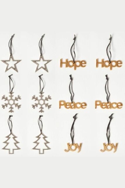 Homescapes Set of 12 Gold & Silver Christmas Tree Decorations - image 1