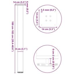 Berkfield Home Coffee Table Legs 4 pcs Black 100-102 cm Steel - thumbnail 9