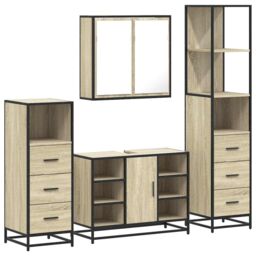Berkfield Home 4¬†Piece Bathroom Furniture Set¬†Sonoma Oak Engineered Wood in Brown - thumbnail 2