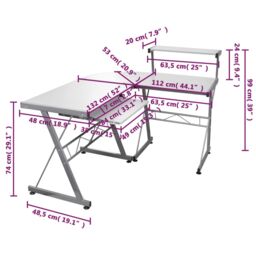 Berkfield Home Corner Computer Desk White 132x112x99 cm Engineered Wood - Size: 132 x 112 x 99 cm - thumbnail 6