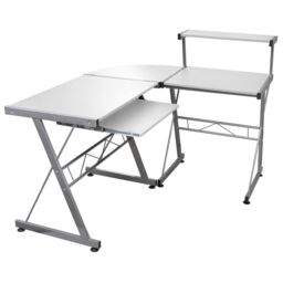 Berkfield Home Corner Computer Desk White 132x112x99 cm Engineered Wood - Size: 132 x 112 x 99 cm - thumbnail 1