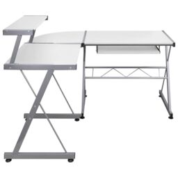 Berkfield Home Corner Computer Desk White 132x112x99 cm Engineered Wood - Size: 132 x 112 x 99 cm - thumbnail 3