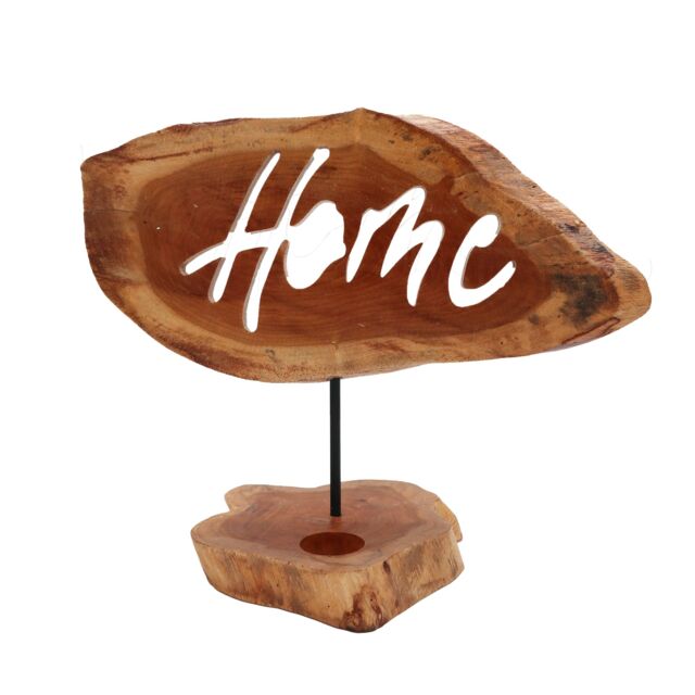 KDMD Candle Holder Sign - Home in Brown