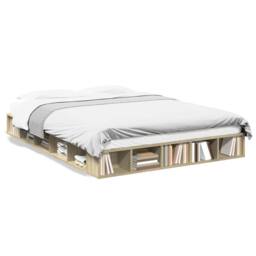 Berkfield Home Bed Frame without Mattress Sonoma Oak 160x200 cm in Light Oak - thumbnail 1