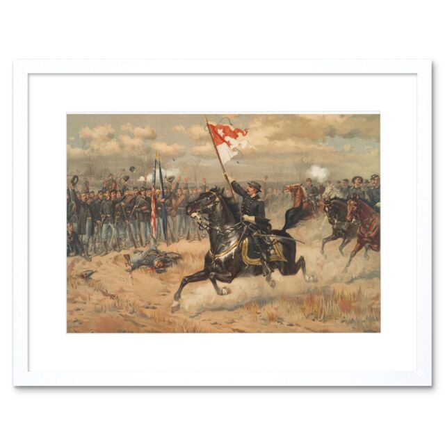 "Artery8 Wall Art Print Thulstrup Sheridan's Ride American Civil War USA Framed in White - Size: W7"" x H9""" - image 1