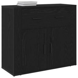 Berkfield Home Sideboard Black Oak 80x33x70 cm Engineered Wood - Size: 80 x 33 x 70 cm - thumbnail 1