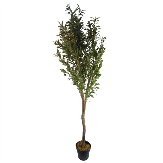 Leaf 150cm Artificial Natural Look Olive Tree with Wooden Trunk in Green - image 1