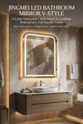 Living and Home Anti-fog Bathroom Mirror with RGB LED Light in White - thumbnail 7