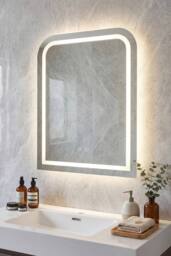 Living and Home Anti-fog Bathroom Mirror with RGB LED Light in White - thumbnail 3