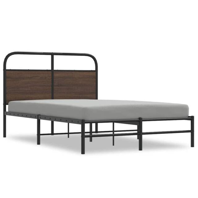 Berkfield Home Bed Frame without Mattress 140x190 cm Brown Oak Engineered Wood - image 1