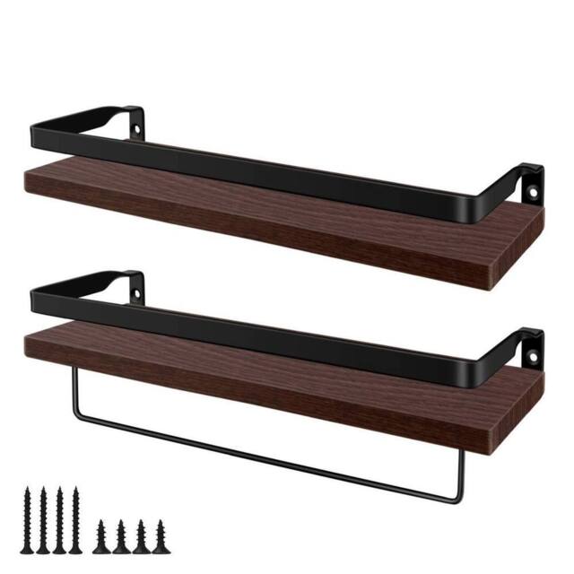 Kelvenix Vintage Wall Shelves Rustic Wood Wall Storage in Brown - image 1