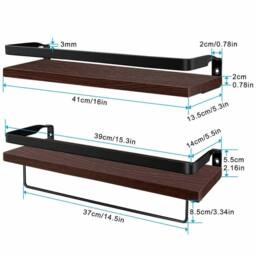 Kelvenix Vintage Wall Shelves Rustic Wood Wall Storage in Brown - thumbnail 2
