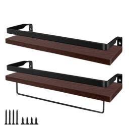 Kelvenix Vintage Wall Shelves Rustic Wood Wall Storage in Brown