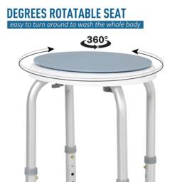Nordara 360 Degree Swivel Shower Stool Non-Slip Feet Light Blue - thumbnail 4