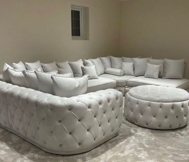 HOB Furniture Royal Surrey U Shape Chaise Sofa with footstool 12ftx7ftx7ft in Grey - image 1